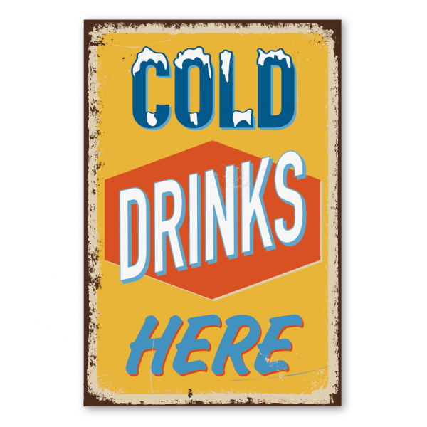 Retroschild / Vintage-Schild Cold drinks here