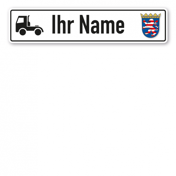Truck / LKW - Schild mit Wunschtext und Bundeslandwappen - Hessen
