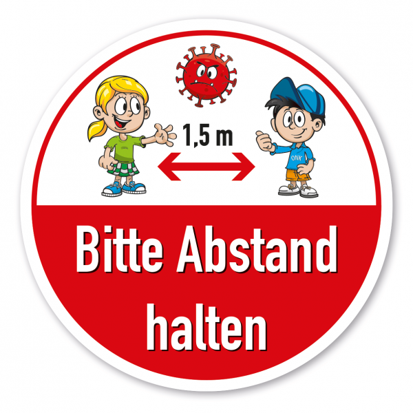 Hygienehinweis Bitte Abstand halten - für Kinder, Schulen und Kindergärten - als Aufkleber, Bodenkleber (rutschsicher) oder Schild