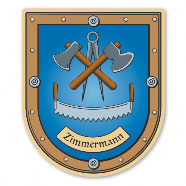 Maibaumschild / Zunftwappen Zimmermann mit Zunftnamen oder Ihrem Wunschtext - Wappen B