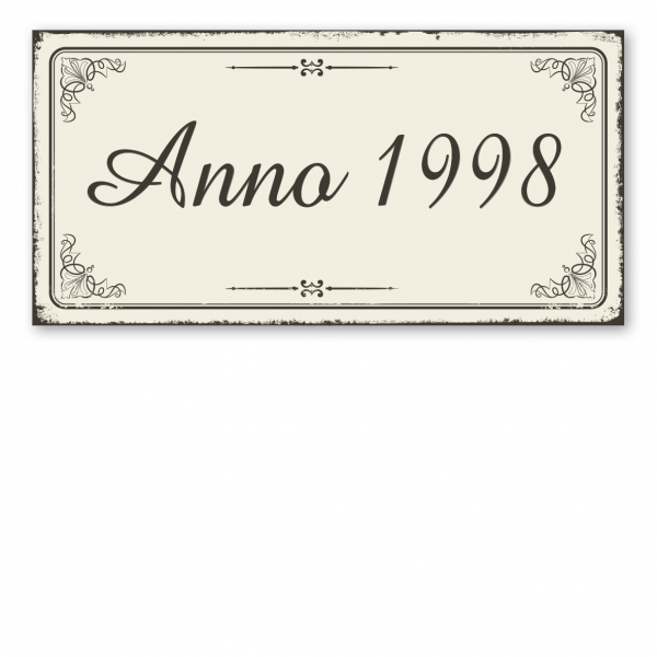 Retroschild / Vintage-Schild Anno – mit Ihrem Wunschjahr - Hausschild