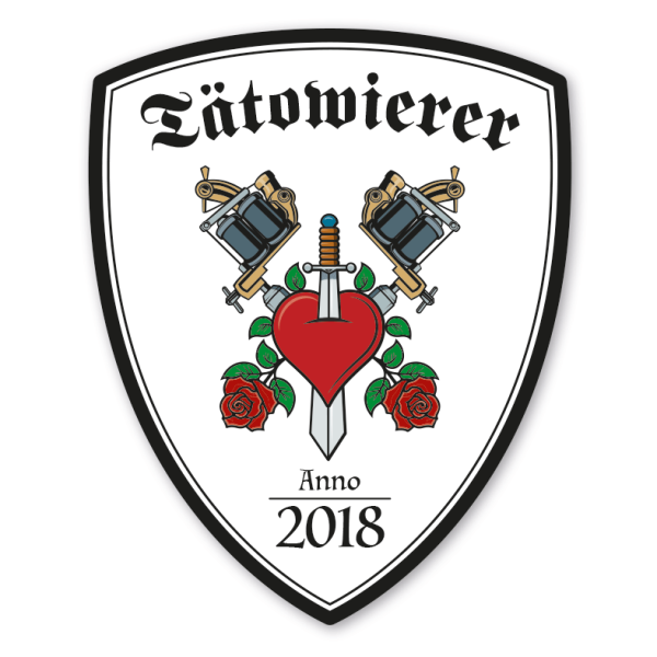 Zunftwappen Tätowierer mit Zunftnamen, Gründungsjahr oder Ihrem Wunschtext - Maibaumschild - Wappen W