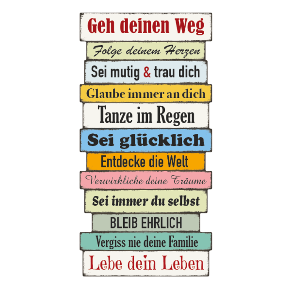 Retro Plankenschild Motivation - Familie - Freundschaft - 12 Segmente