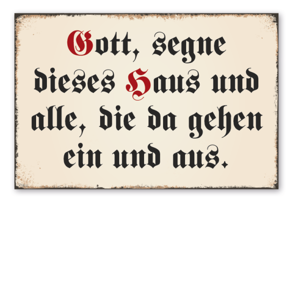 Retro Schild Gott segne dieses Haus und alle, die da gehen ein und aus