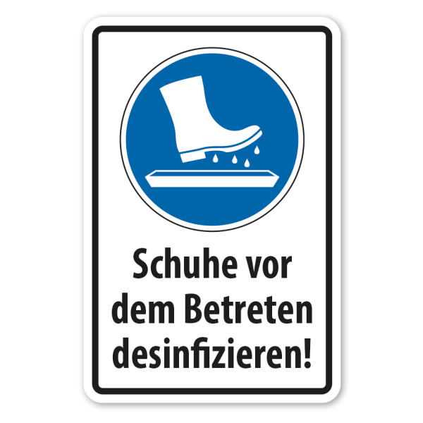 Gebotsschild Schuhe vor dem Betreten desinfizieren - Kombi