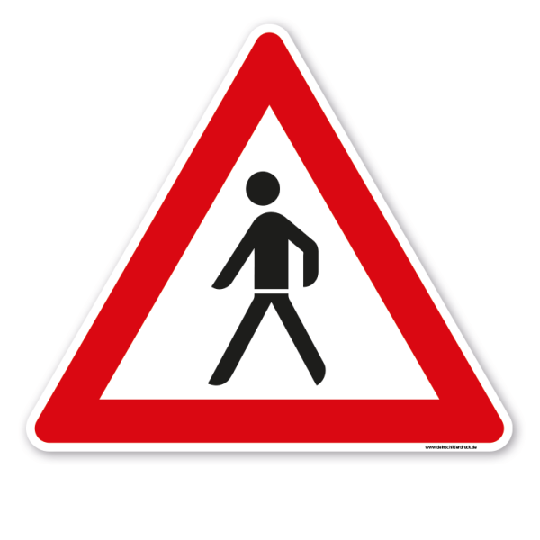 Bodenkleber für Lern- und Bewegungspfade - Achtung Fußgänger Aufstellung rechts - Verkehrszeichen VZ-133-10 - BWP-02-39 – Verkehrserziehung