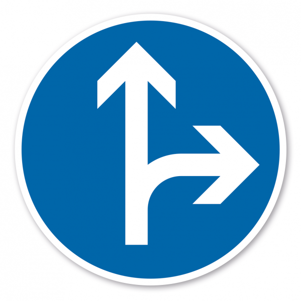 Verkehrsschild Vorgeschriebene Fahrtrichtung geradeaus und rechts – VZ 214