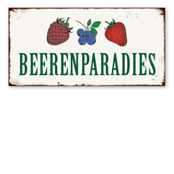 Hofschild in Retro-Ausführung – Beerenparadies – mit Abbildung Beeren