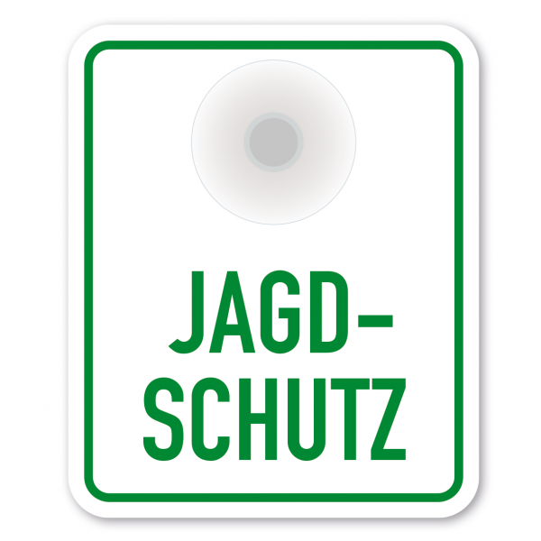 Saugnapfschild / Einsatzschild Jagdschutz für Fahrzeugfrontscheiben – 100 x 120 mm