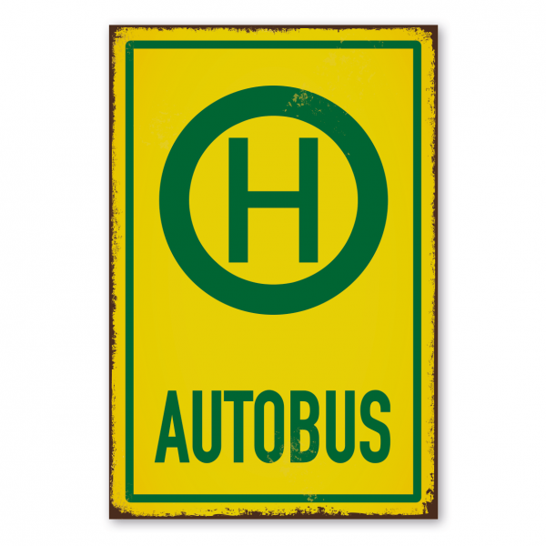 Retroschild / Vintage-Schild Autobus Haltestelle - mit Haltestellensymbol – Busschild