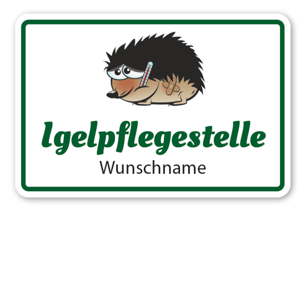 Igelschild Igelpflegestelle - mit Ihrem Wunschnamen