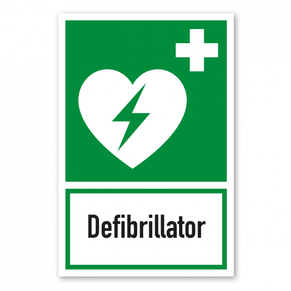 Rettungsschild Defibrillator - Kombi - ISO 7010 - E010-K