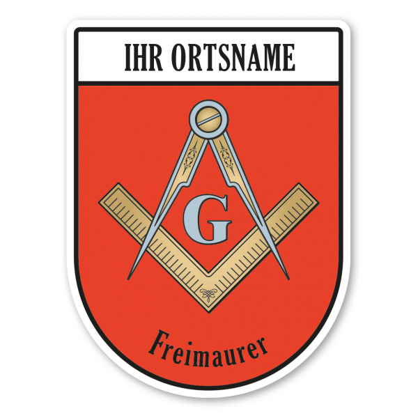 Maibaumschild / Wappenschild Freimaurer - mit Buchstaben G - mit Namen, Ortsnamen oder Ihrem Wunschtext - Wappen BL