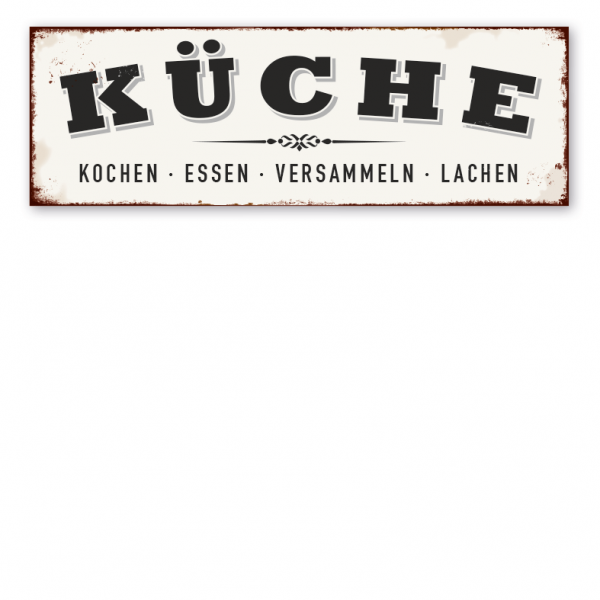 Retro Farmhouse Schild Küche - Kochen - Essen - Versammeln - Lachen – Küchenschild