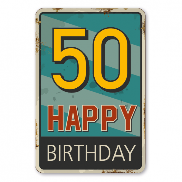 Retroschild / Vintage-Schild Happy Birthday - Geburtstagsschild mit individueller Jahresangabe
