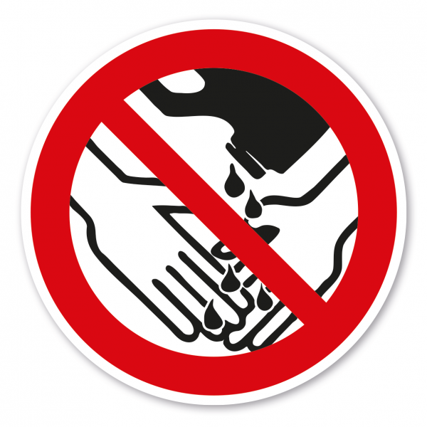 Verbotszeichen Händewaschen mit Lösungsmitteln ist verboten