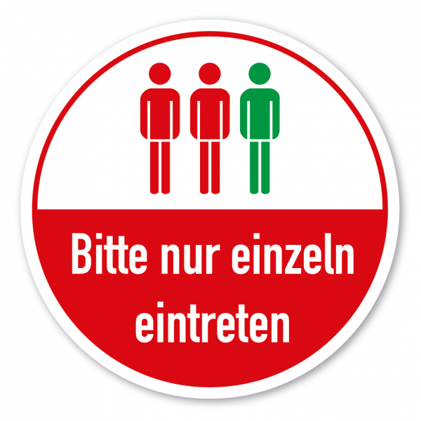 Hygienehinweis Bitte nur einzeln eintreten - als Aufkleber, Bodenkleber (rutschsicher) oder Schild