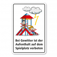 Spielplatz-Zusatzschild Bei Gewitter ist der Aufenthalt auf dem Spielplatz verboten - Schilderserie SP-01 Spielplatz-Zusatzschild Bei Gewitter ist der Aufenthalt auf dem Spielplatz verboten - Schilderserie SP-01