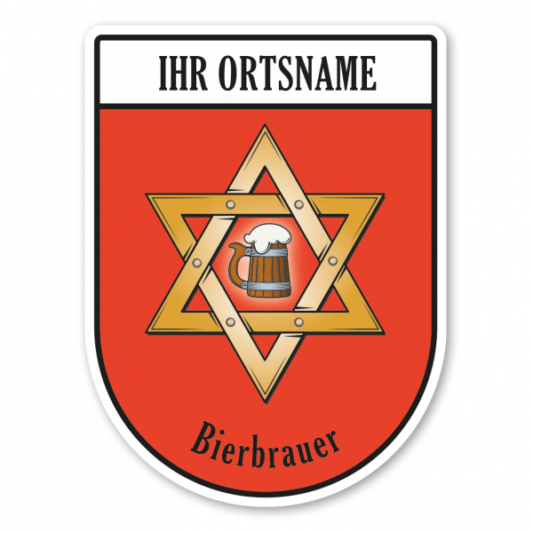 Maibaumschild / Zunftwappen Bierbrauer und Mälzer - Brauerstern - Zoiglstern - mit Zunftnamen, Ortsnamen oder Ihrem Wunschtext - Wappen BL