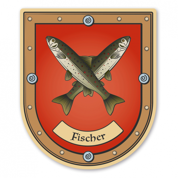 Maibaumschild / Zunftwappen Fischer mit Zunftnamen oder Ihrem Wunschtext - Wappen B
