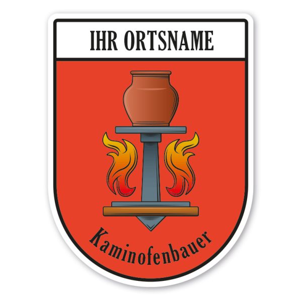 Maibaumschild / Zunftwappen Kaminofenbauer mit Zunftnamen, Ortsnamen oder Ihrem Wunschtext - Wappen BL