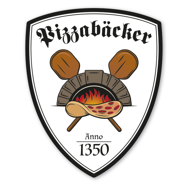 Zunftwappen Pizzabäcker mit Zunftnamen, Gründungsjahr oder Ihrem Wunschtext - Maibaumschild - Wappen W