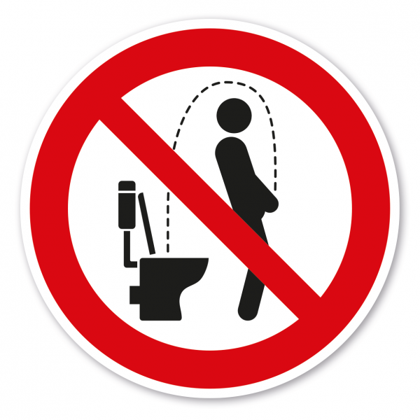 Lustiges Verbotszeichen Akrobatisches Urinieren (Pinkeln, Pissen) im Stehen ist verboten