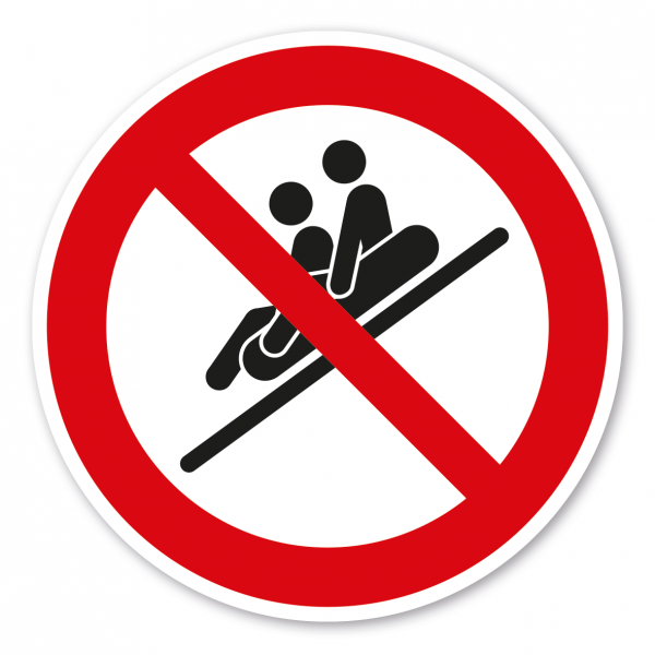 Verbotszeichen Zu 2 Personen sitzend, Füße voraus rutschen ist verboten - Rutschring – Wasserrutschen