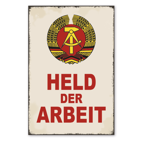 Retroschild Held der Arbeit - DDR-Schild