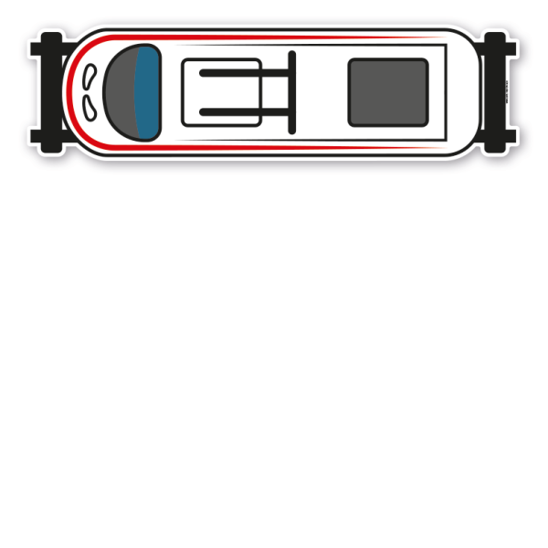 Bodenkleber für Lern- und Bewegungspfade - Zugschienen mit Lokomotive - Zugmaschine - BWP-02-124 – Verkehrserziehung