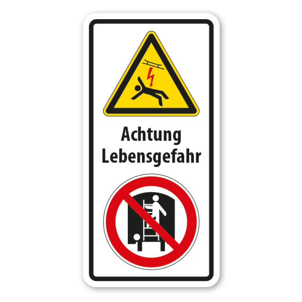 Warnschild Besteigen von Waggons verboten – Hochspannung Oberleitung - Achtung Lebensgefahr