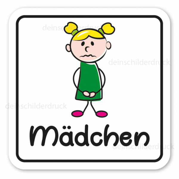 Schild für Kindertoiletten - mit Symbol Mädchen in Not