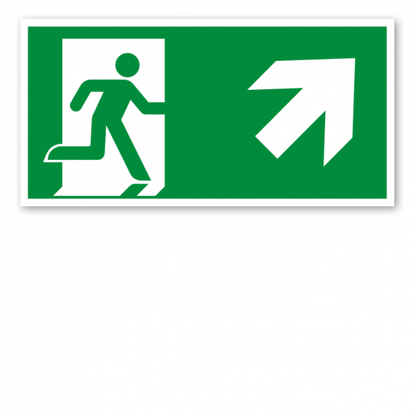 Fluchtwegschild Rettungsweg rechts aufwärts - ISO 7010 - E002-3