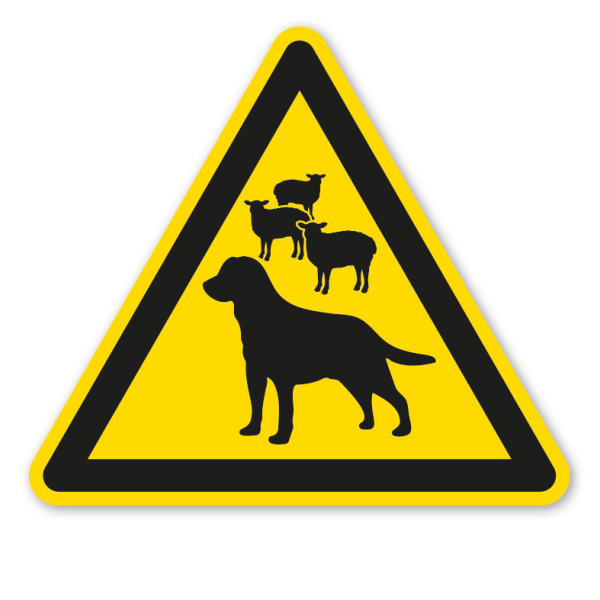 Warnzeichen Warnung vor dem Herdenschutzhund - Schafe