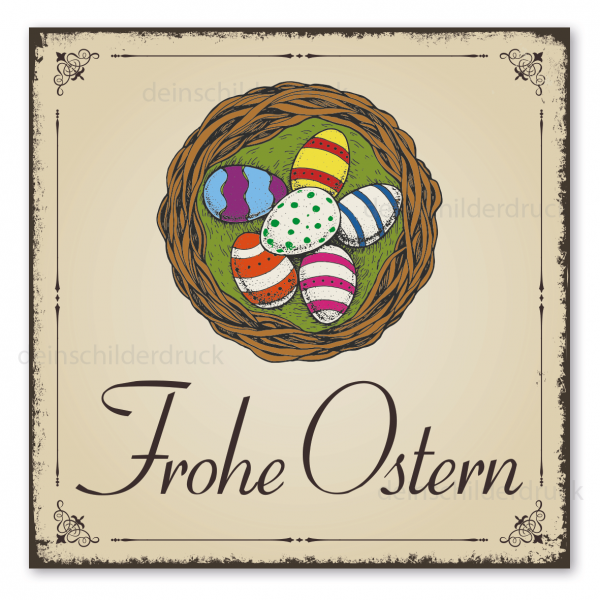 Retroschild / Vintage-Schild Frohe Ostern
