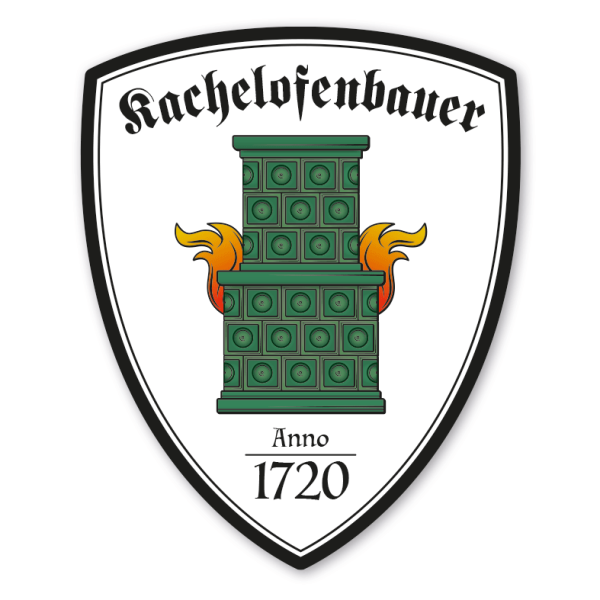 Zunftwappen Kachelofenbauer mit Zunftnamen, Gründungsjahr oder Ihrem Wunschtext - Maibaumschild - Wappen W