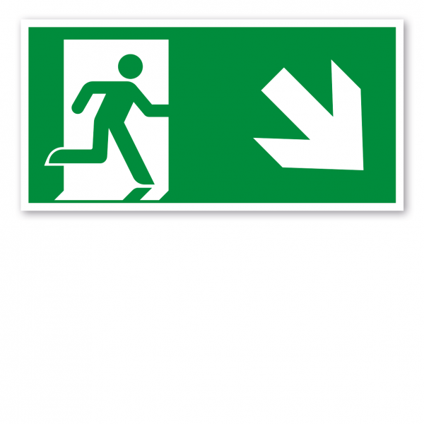 Fluchtwegschild Rettungsweg rechts abwärts - ISO 7010 - E002-2