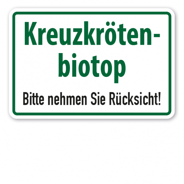 Hinweisschild Kreuzkrötenbiotop - Bitte nehmen Sie Rücksicht