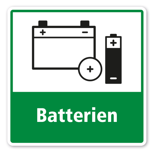 Schild zur Abfalltrennung - Batterien