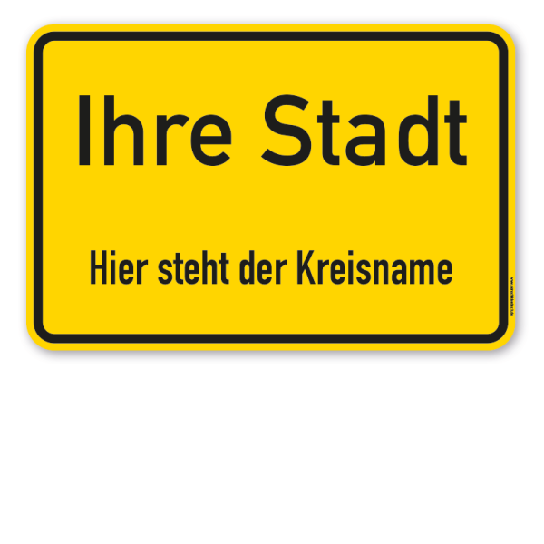 Bodenkleber für Lern- und Bewegungspfade - Ortsschild mit individuellen Angaben - BWP-02-102 – Verkehrserziehung