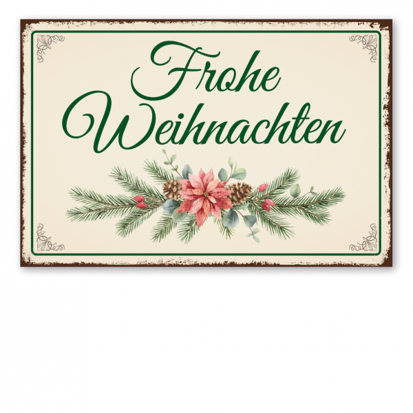 Retro Schild / Vintage Schild Frohe Weihnachten - Weihnachtsschild