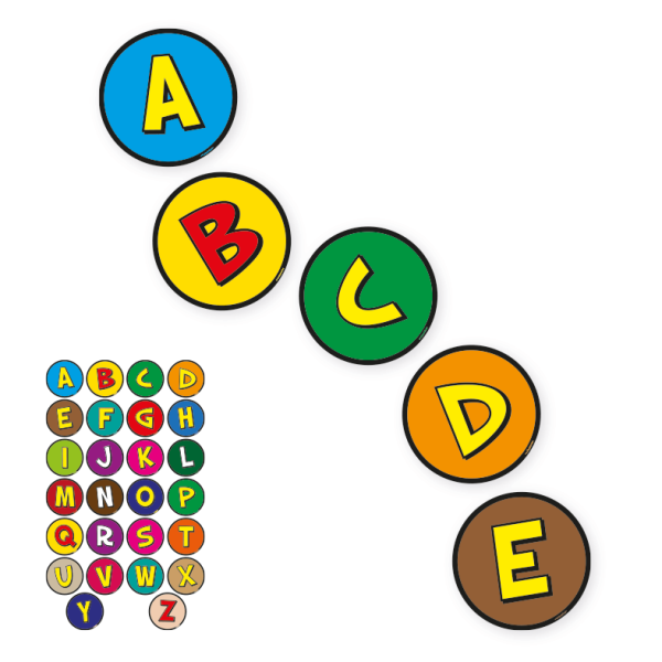 Mehrteiliger Bodenkleber - Bunte Kreise mit Alphabet A-Z - Bewegungspfad-Set - BWP-01-SET-08