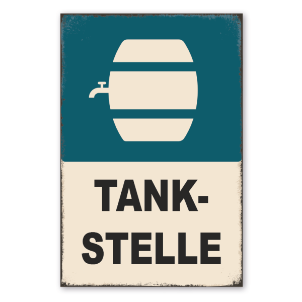 Retro Schild Tankstelle - Bierfass