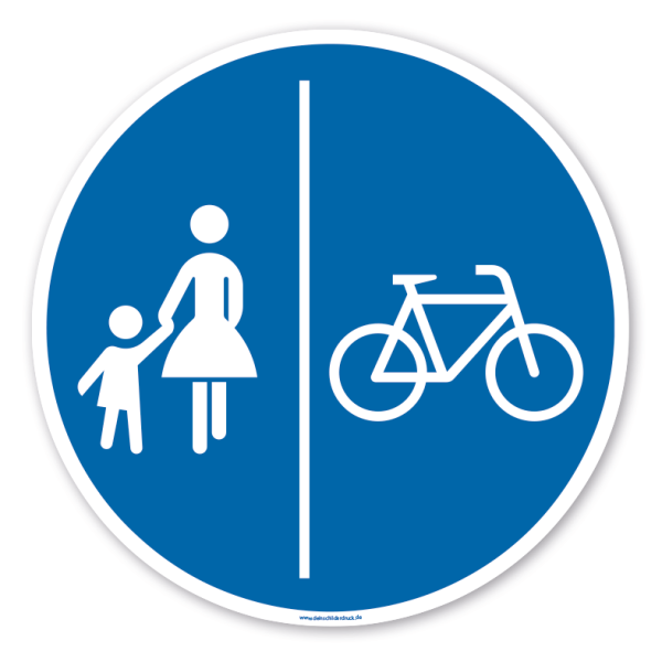 Bodenkleber für Lern- und Bewegungspfade - Getrennter Fuß- und Radweg - Fahrrad rechts - Verkehrszeichen VZ-241-31 - BWP-02-72 – Verkehrserziehung