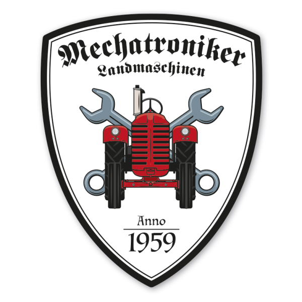 Maibaumschild / Zunftwappen Landmaschinen-Mechatroniker - Landmaschinen-Mechaniker mit Zunftnamen, Gründungsjahr oder Ihrem Wunschtext - Wappen W