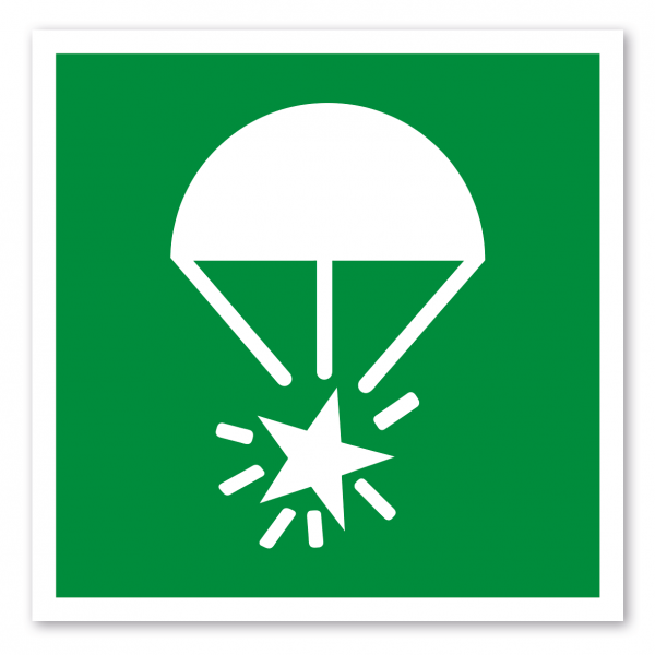 Rettungszeichen Leuchtrakete mit Fallschirm - ISO 7010 - E0049