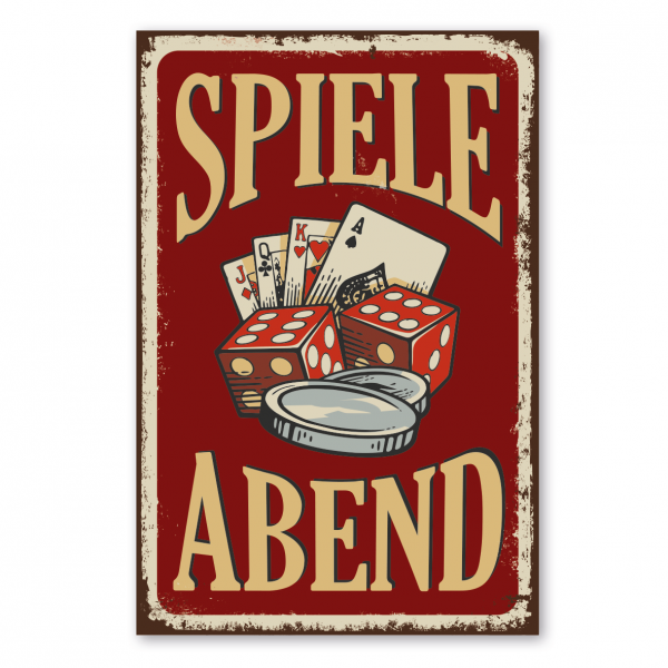 Retroschild / Vintage-Schild Spieleabend