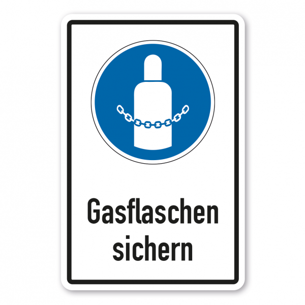 Gebotsschild Gasflaschen sichern - Kombi – ISO 7010 - M046-K