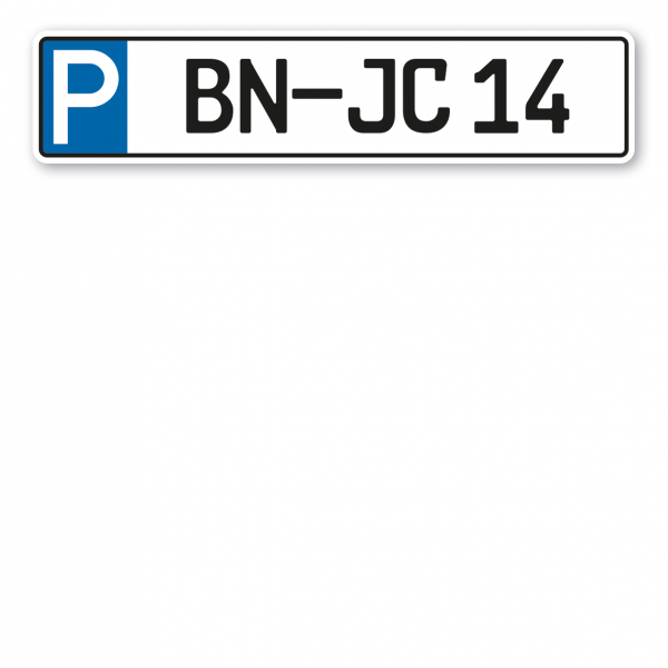 Parkplatzschild / Parkplatzreservierer mit Ihrem individuellen Kennzeichen