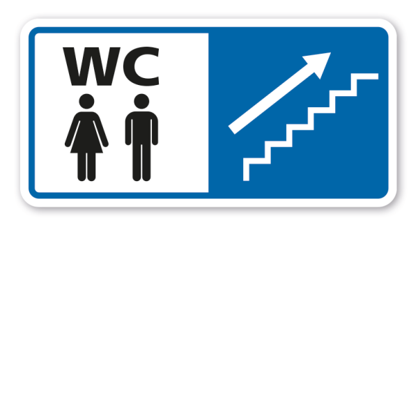 Hinweisschild WC Toilette - Treppe aufwärts